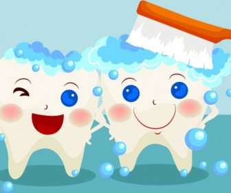 شعار تعزيز طب الأسنان الأسنان منمنمة لطيف الرموز