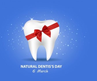 Dentist Day Banner Shiny Colored Design Tooth Icon