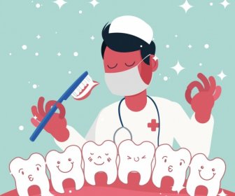 Dentistry Background Dentist Stylized Teeth Toothbrush Icons