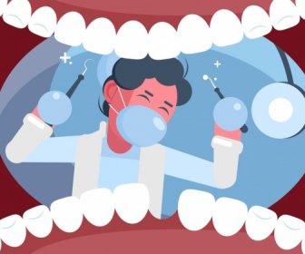 Ikony Dentysta Stomatologia Tło Wystrój Zęby