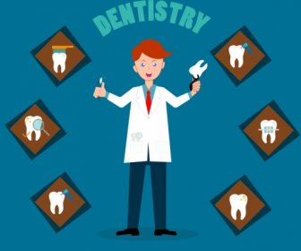 Dentistry Background Dentist Tooth Icons Cartoon Character
