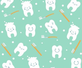 Dentistry Background Teeth Toothbrush Icons Repeating Design