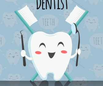 Dentistry Banner Stylized Tooth Icon Repeating Backdrop