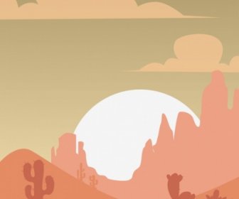 Rysunek Stylizowany Kaktus Ikona Dekoracji Krajobrazu Pustyni