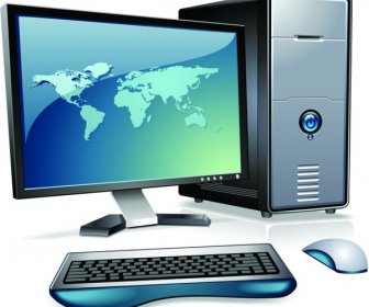 Komputer Desktop Ikon 3d Desain Berwarna