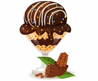 Décor De Chocolat De Noisette D'icône De Crème De Dessert
