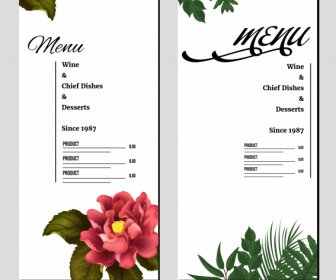 десертное меню шаблон элегантные яркие цветочные листья декор