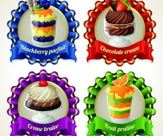 Dessert With Sweet Creative Labels Vector