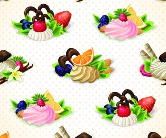 Dessert With Sweet Seamless Pattern Vector