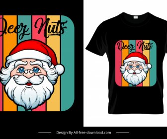 Dezz Nutz Tshirt Template Santa Claus Face Sketch Stripes Decor