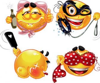 Different Adult Smileys Icon Vector