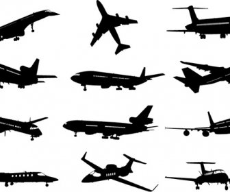 Different Airplane Silhouette Vector Set