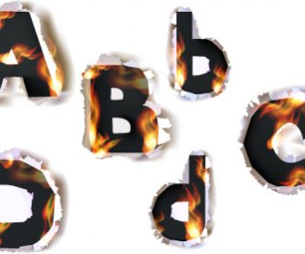 Alfabet Berbeda Api Kertas Vektor