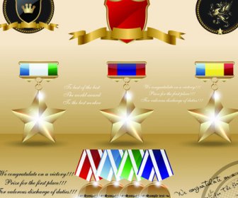 different award medal vector set