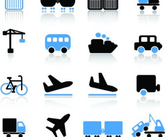 Different Cargo With Transport Icons Vector