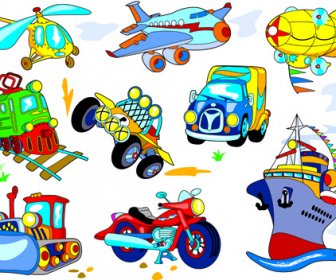 Verschiedene Cartoon Transport Werkzeug-Vektor