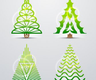 Berbagai Pohon Natal Desain Vektor