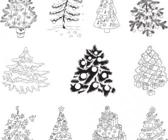 Verschiedene Weihnachtsbaum Design Vektor