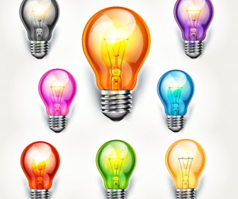 Different Colored Light Bulb Vector