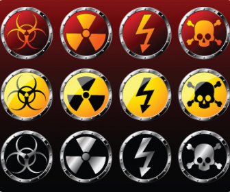 Verschiedene Gefahrenzeichen Vektor-Icons Set
