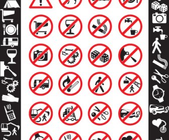 Different Danger Signs Vector Icons Set