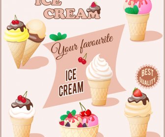 Different Delicious Ice Cream Vector