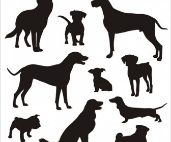 Different Dog Silhouettes Vector