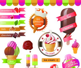 различные вкусы мороженого вектор