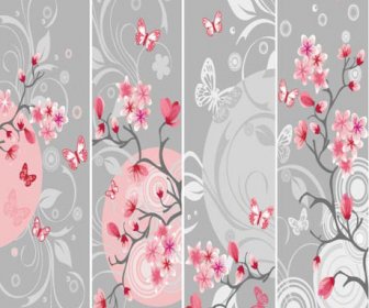 Different Floral Background Vector Graphic
