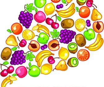Different Fresh Fruit Vector Background
