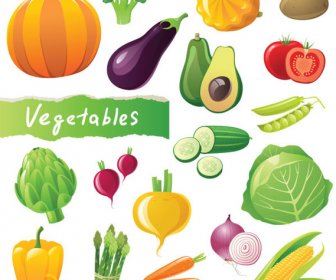 Sayuran Segar Yang Berbeda Vektor Grafis