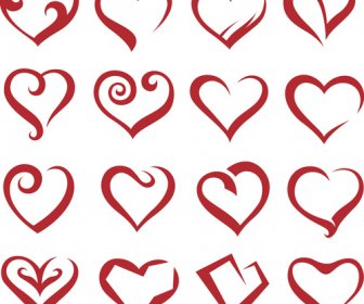 Different Heart Icons Design Vector Set