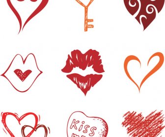 Los Iconos De Corazón Diferentes Diseño Vector