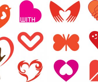 Los Iconos De Corazón Diferentes Diseño Vector