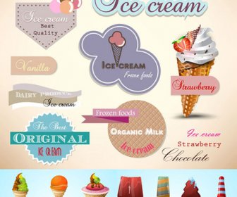 Different Ice Cream Icon Vector Graphic