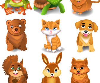 Different Lovely Animals Design Vector