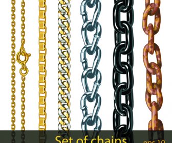 Different Metal Chain Borders Vector Set 4