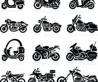 不同的摩托车矢量轮廓的图像