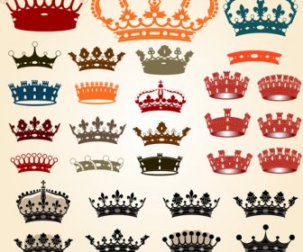 Different Royal Crown Colored Vectors