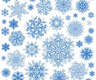 Copo De Nieve Diferentes Patrones Diseño Vector De Elementos
