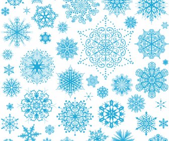 Different Snowflakes Pattern Design Vector Set