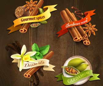 Different Spices Vector Labels