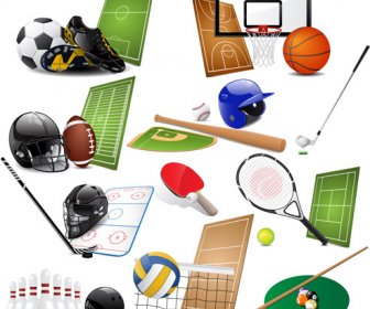 Different Sports Equipment Vector Icons