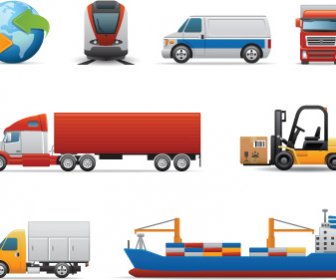 Different Transport Icon Design Vector Set