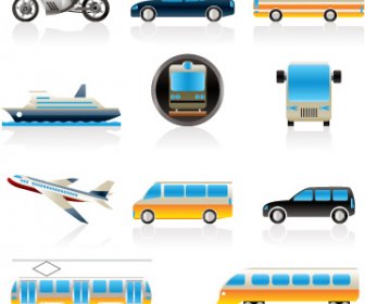 Transportasi Yang Berbeda Ikon Desain Vector Set