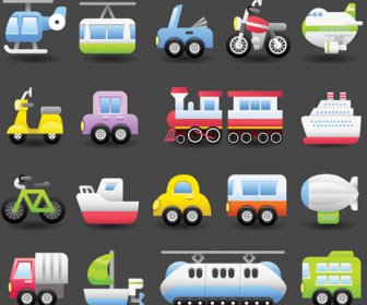 Different Transportation Icons Vector