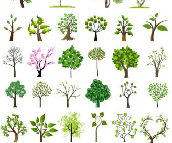 Different Trees Creative Design Vector