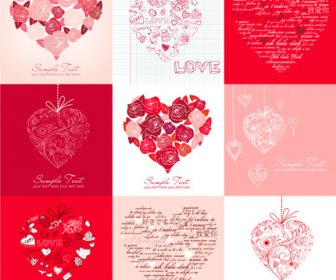 異なるバレンタインの心カード ベクトル