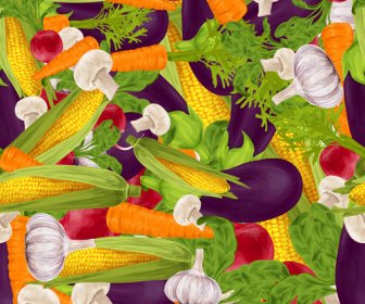 Unsur-unsur Sayuran Yang Berbeda Vektor Mulus Pola