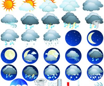 Different Weather Icons Vector Set